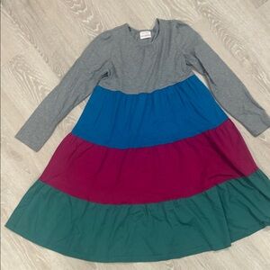 Hanna Andersson Gray, Blue, and Green Kids Dress